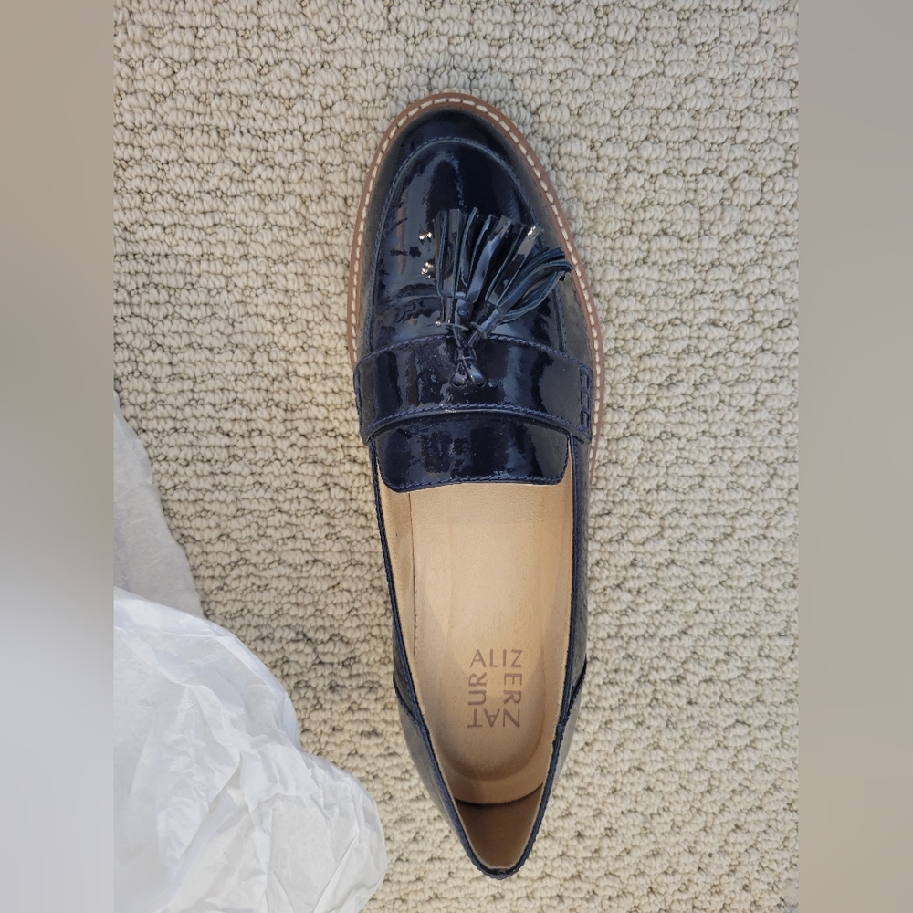 Naturalizer Women's Patent Leather Tassel Loafers in Navy and Black - Picture 5 of 6